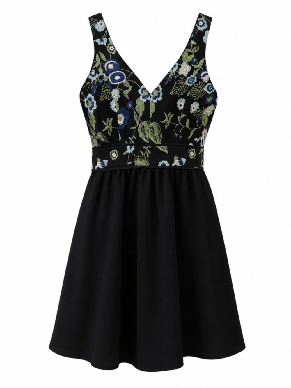 🎀 2/50 BCBGeneration Black Floral Embroidered Mini Dress Size 6